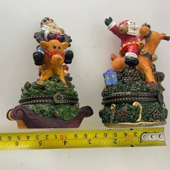 Vintage Whimsical Santa Riding ReindeerTrinket Boxes - Picture 16 of 16